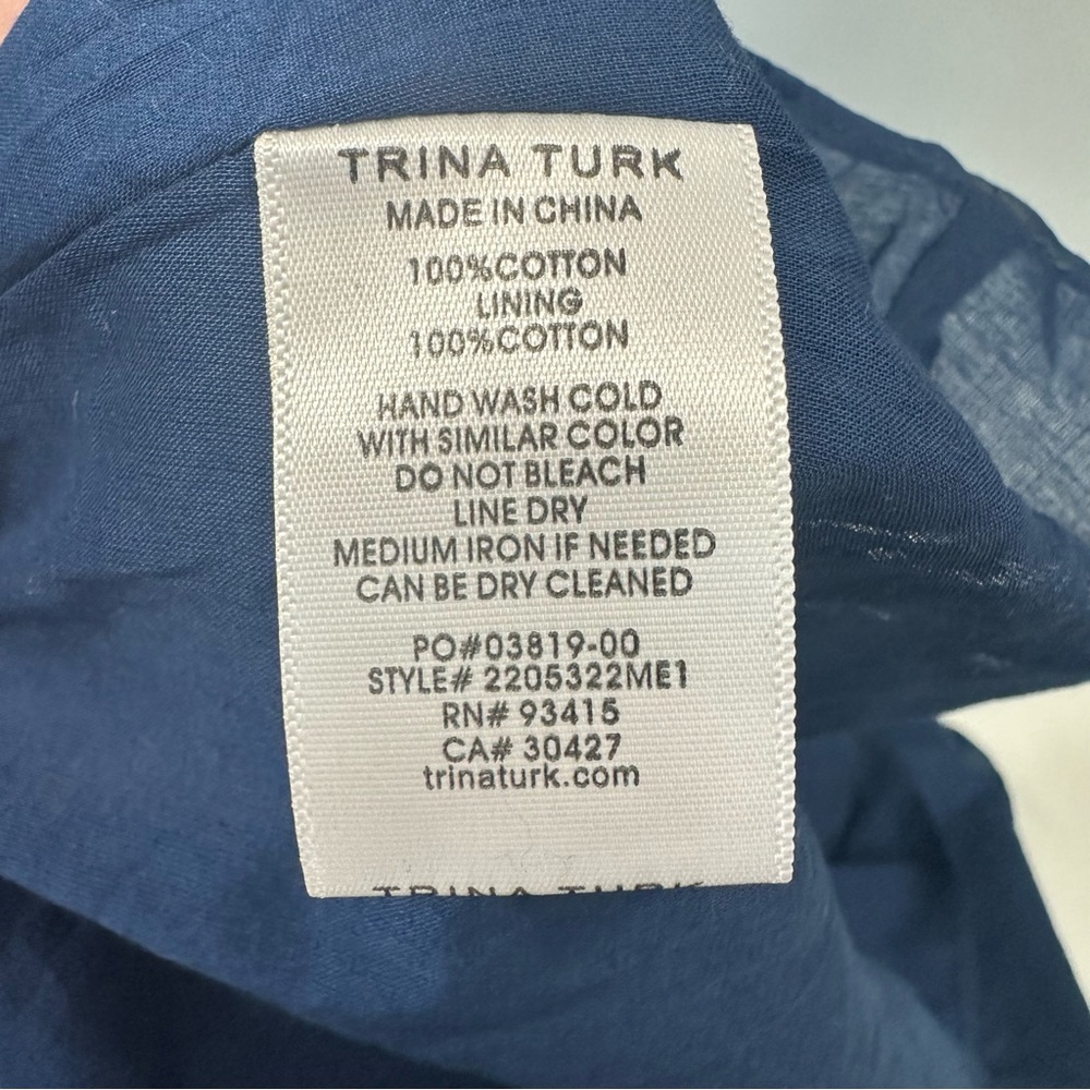 Trina Turk Women Gemma Blue lined Tiered Gathered Ruffles Maxi Dresses Sz 6 - Picture 12 of 13